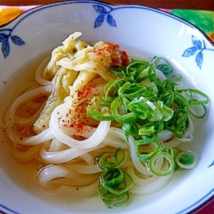 ❤　夏を感じる！　焼きナスの冷たいおうどん　❤